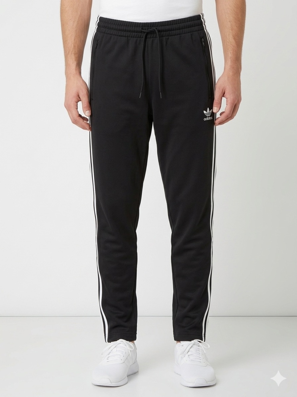 Adidas Originals Track Pants Black White 3 Stripes Men Size M Joggers